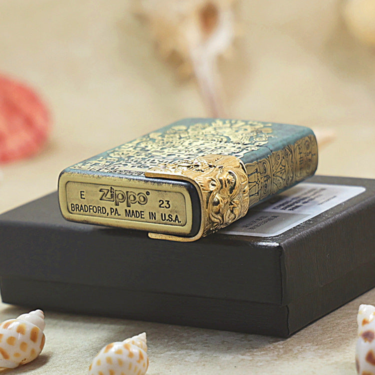 Zippo 'Ancient Maya' Intricate Carve with Medallion - DS124