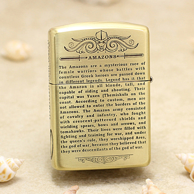 Zippo Vintage Bronze Intricate Engraved 3D Amazon Warrior 3d-embossed - CC120