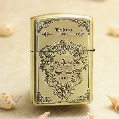 Zippo Vintage Bronze Intricate Engraved Dark Libra Zodiac 3d-embossed - CC128