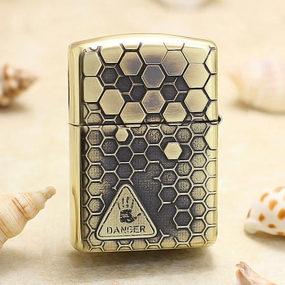 Zippo Vintage Bronze Intricate Engraved Honeycomb Half Skull - CC155