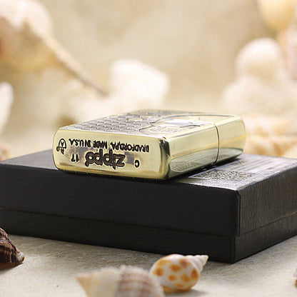 Zippo Vintage Bronze Intricate Engraved Honeycomb Half Skull - CC155