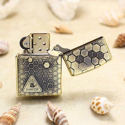 Zippo Vintage Bronze Intricate Engraved Honeycomb Half Skull - CC155