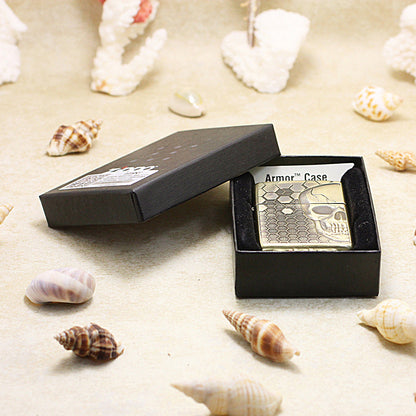 Zippo Vintage Bronze Intricate Engraved Honeycomb Half Skull - CC155