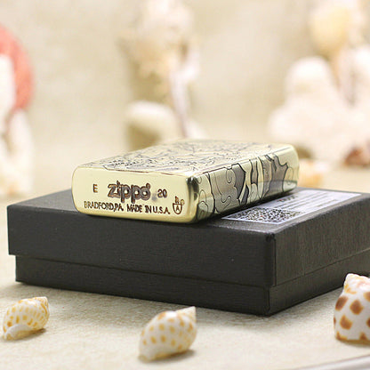 Zippo Vintage Bronze Intricate Engraved Mythical Tang Lion and Demon 3d-embossed - CC145
