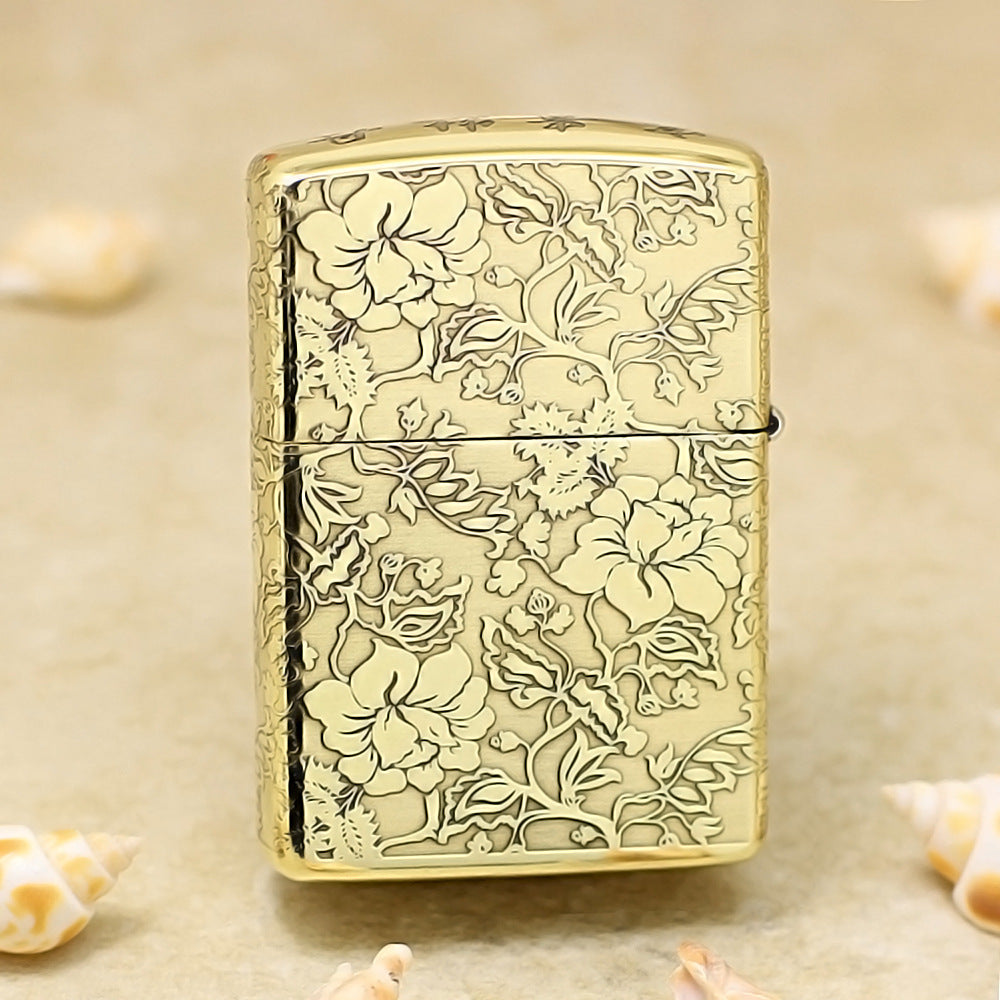 Zippo Vintage Bronze Intricate Engraved Peony Flower Riches and Honor - CC161