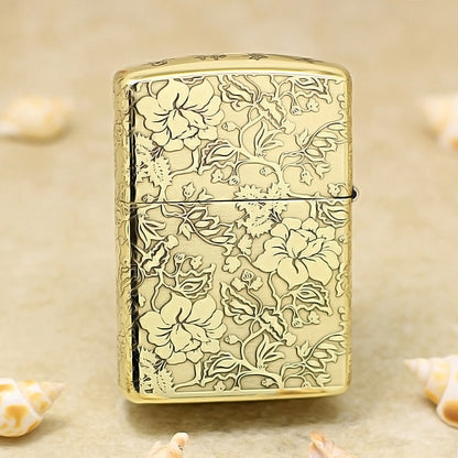 Zippo Vintage Bronze Intricate Engraved Peony Flower Riches and Honor - CC161