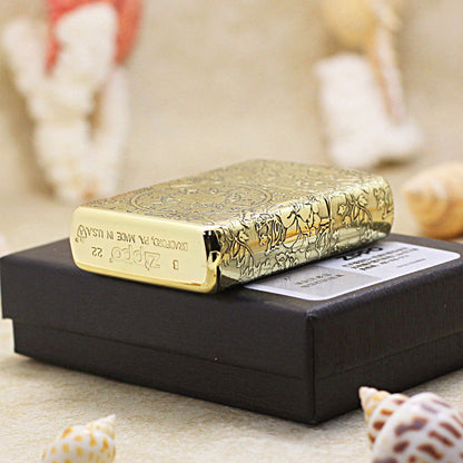 Zippo Vintage Bronze Intricate Engraved Peony Flower Riches and Honor - CC161