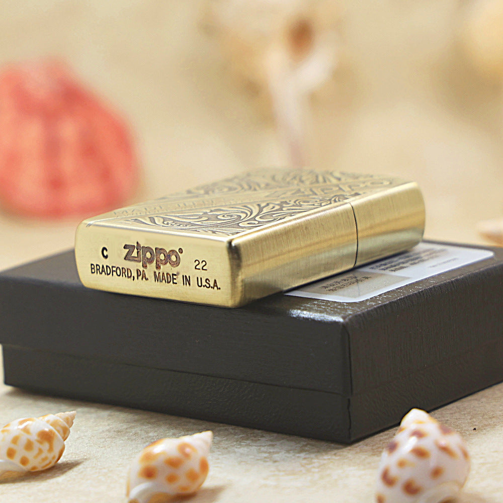 Zippo Vintage Bronze 'Diagonal Logo Scrollwork' - CC29