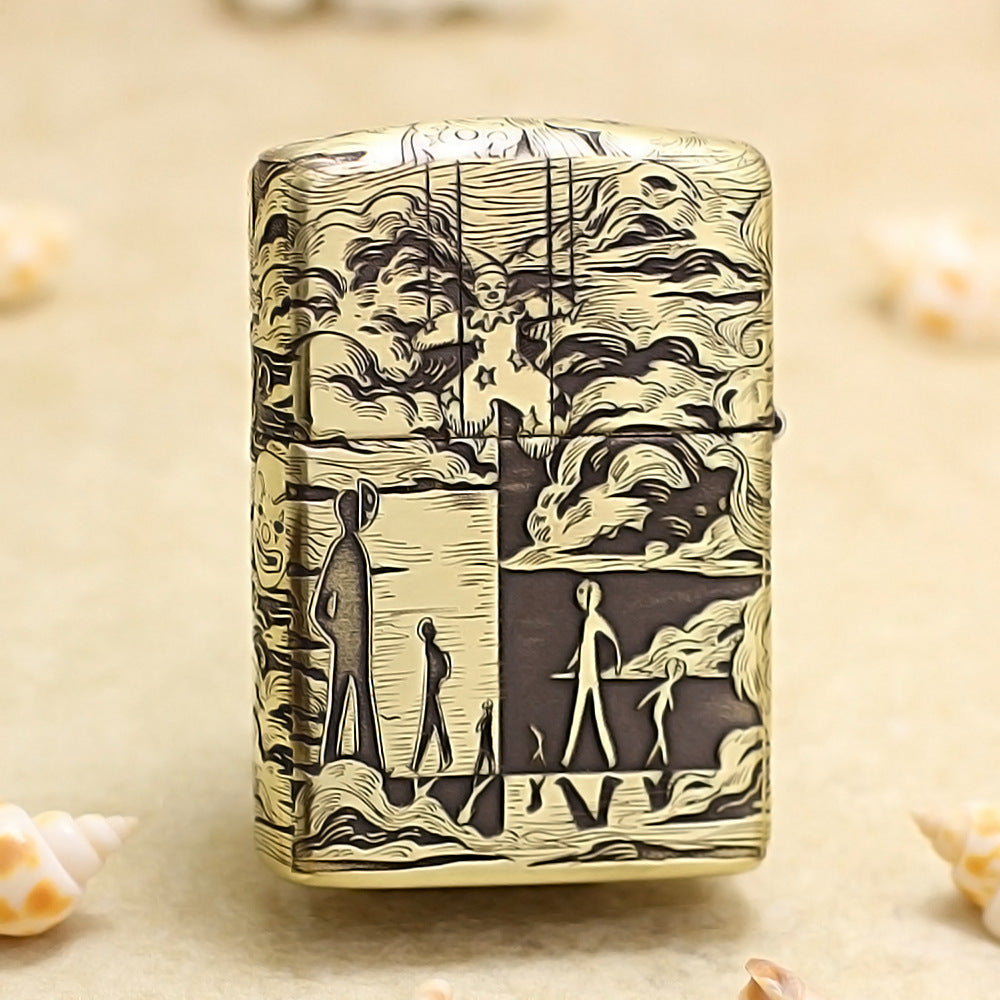 Zippo Vintage Bronze Chiseled Mask Life Clown Medallion - CC110