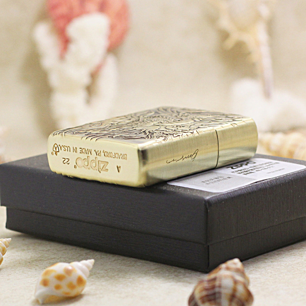 Zippo Vintage Bronze Complete Chiseled Phoenix and Peony 3d-embossed - CC113