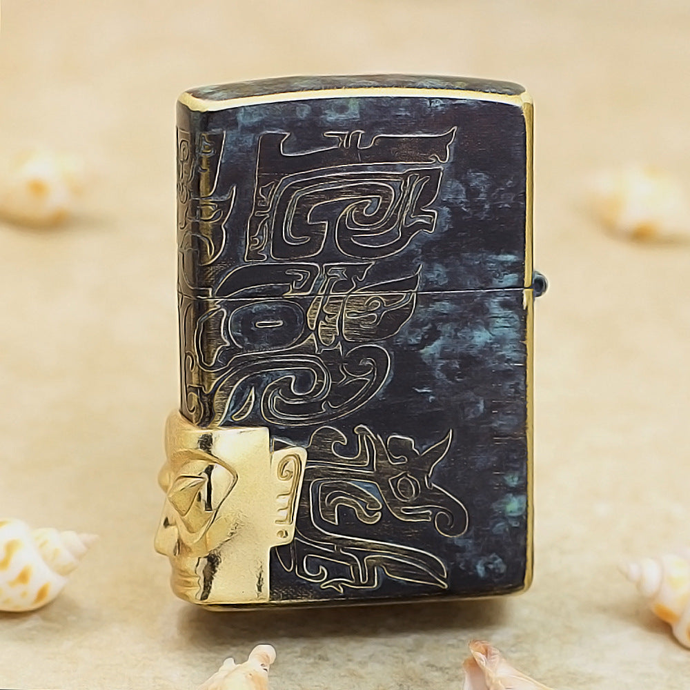 Zippo Vintage Bronze Sanxingdui Human Face Medallion - CC105