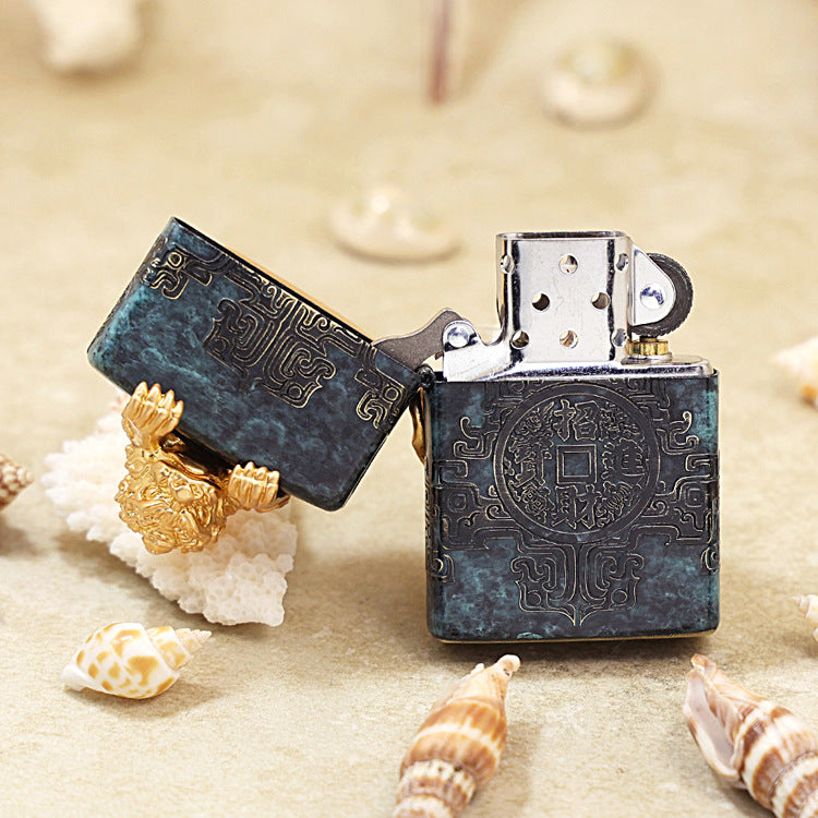 Zippo Vintage Green Patina 'Pixiu Emblem' - DS147