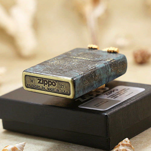 Zippo Vintage Green Patina 'Pixiu Emblem' - DS147