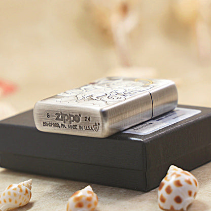 Zippo Vintage Argent 'Cupid' Intricate Carve with Two-Finish Accents - DS114