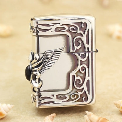 Zippo Vintage Argent Solid Metal Side Wing Medallion - JP62