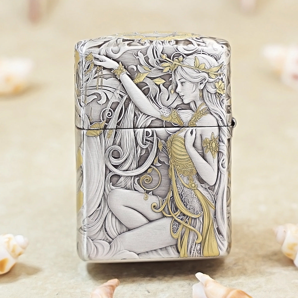 Zippo Vintage Argent Two-Finish 'Butterfly & Beauty under Tang Blossoms' Collection - 162-DS05