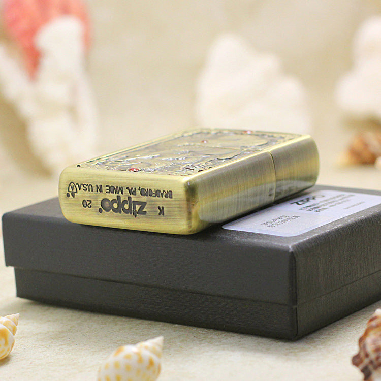 Zippo Heavy-duty Vintage Bronze Intricate Engraved Double Serpent 3d-embossed - CC126