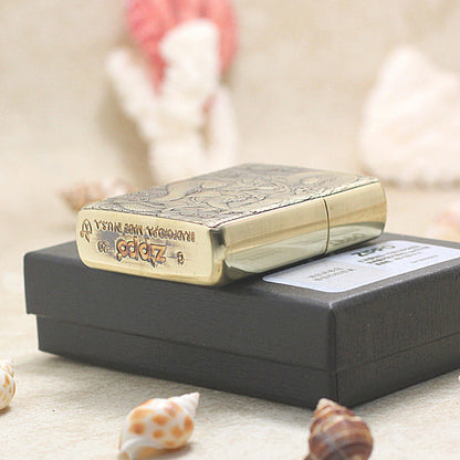 Zippo Heavy-duty Vintage Bronze Intricate Engraved Protector Shakyamuni and Cobra - CC130