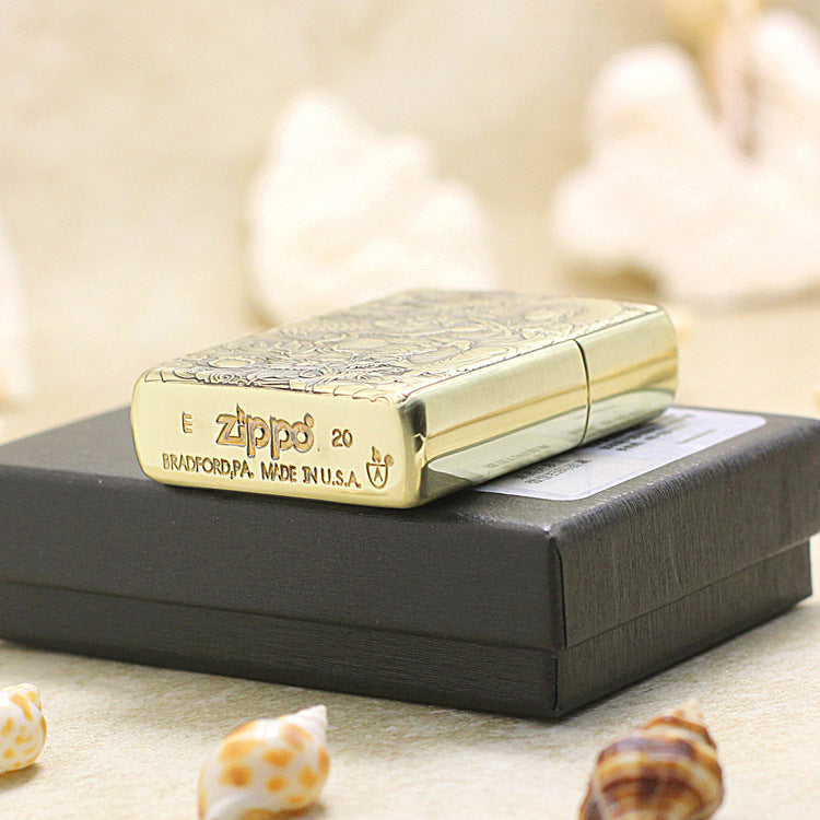 Zippo Heavy-duty Vintage Bronze Intricate Engraved Protector Shakyamuni and Serpent - CC137