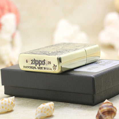Zippo Heavy-duty Vintage Bronze Intricate Engraved Protector Shakyamuni and Ram - CC140