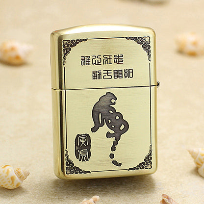 Zippo Heavy-duty Vintage Bronze Intricate Engraved Protector Shakyamuni and Tiger - CC115