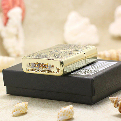 Zippo Heavy-duty Vintage Bronze Intricate Engraved Protector Shakyamuni and Tiger - CC115