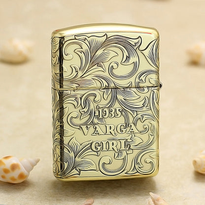 Zippo Heavy-duty Vintage Bronze Intricate Engraved Pin-Up Maiden Arabesque - CC143