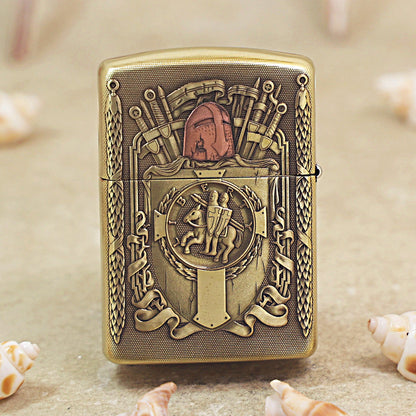 Zippo Heavy-duty Vintage Bronze 'Fallen Templar Knight' - CC18