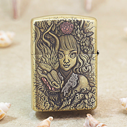 Zippo Heavy-duty Vintage Bronze Little Serpent Maiden - CC64