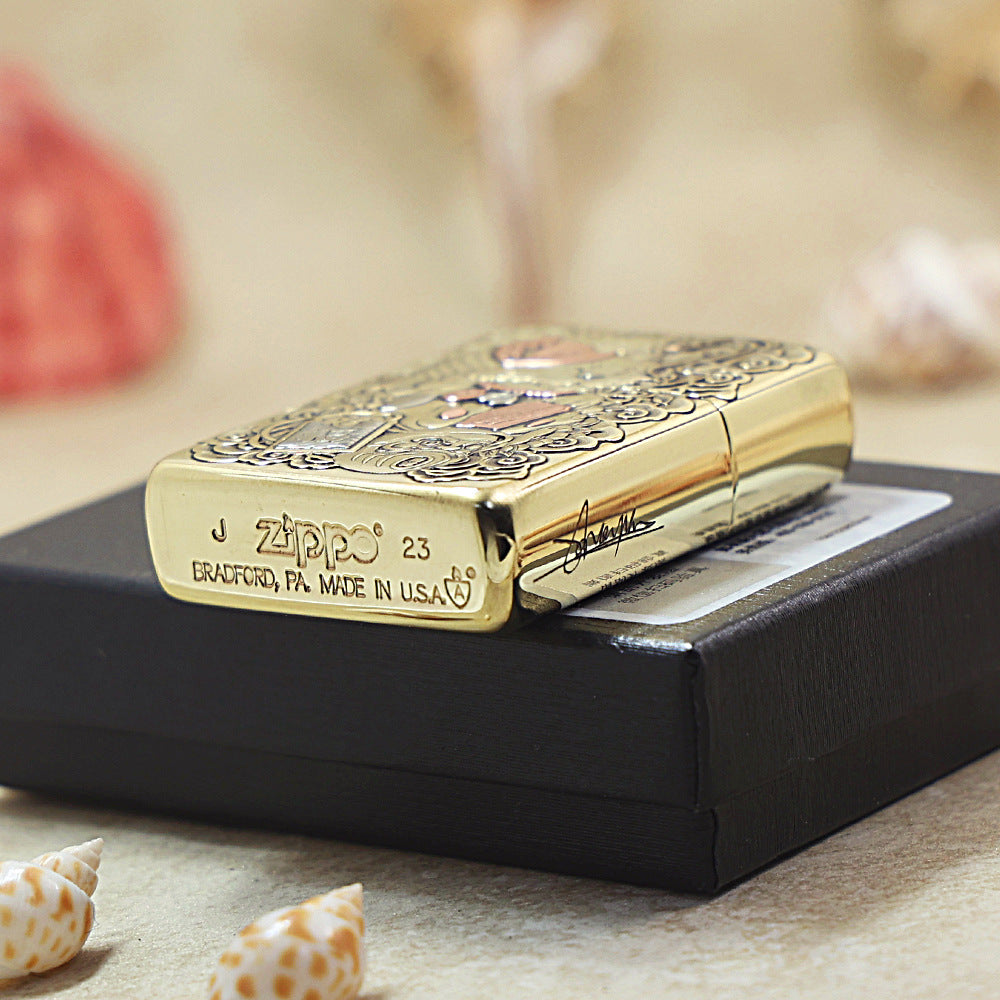 Zippo Heavy-duty Vintage Bronze 'Maneki-Neko Fortune Cat' - CC25