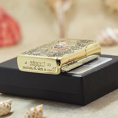 Zippo Heavy-duty Vintage Bronze 'Maneki-Neko Fortune Cat' - CC25