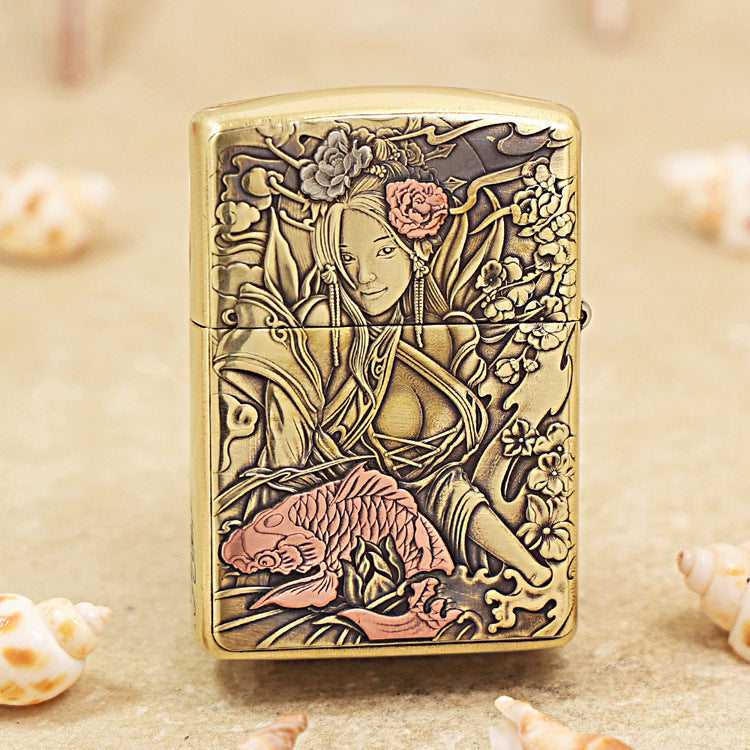 Zippo Heavy-duty Vintage Bronze Tang Lion and Beauty - CC76