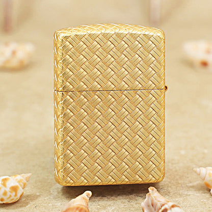 Zippo Heavy-duty Crucifix Weave Sand Gold Finish - 162-DS45
