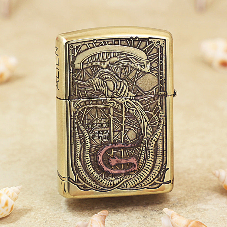 Zippo Heavy-duty Premium Shine Bronze Biomechanical Alien - CC89