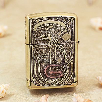 Zippo Heavy-duty Premium Shine Bronze Biomechanical Alien - CC89