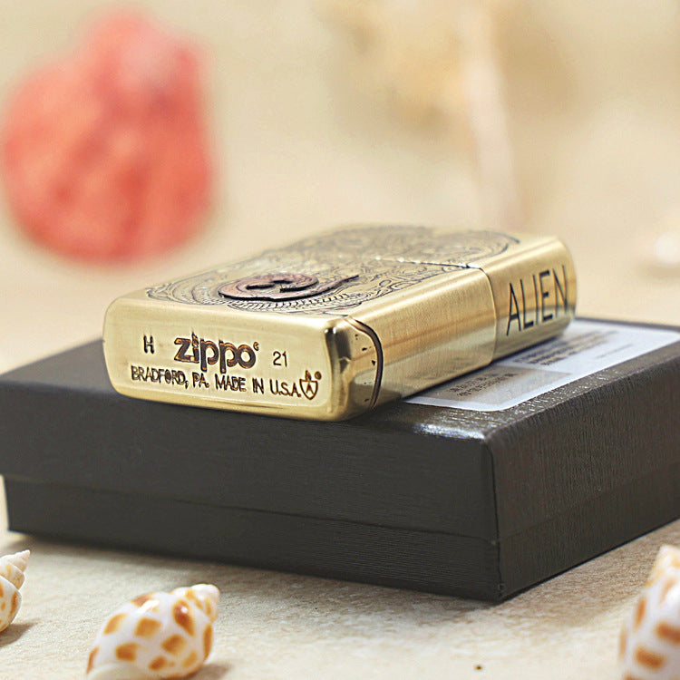 Zippo Heavy-duty Premium Shine Bronze Biomechanical Alien - CC89