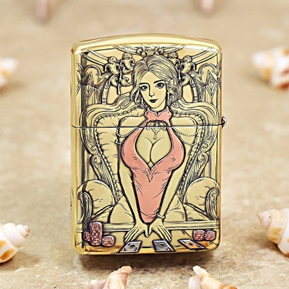Zippo Heavy-duty Premium Shine Bronze 'Casino Dealer' - CC16
