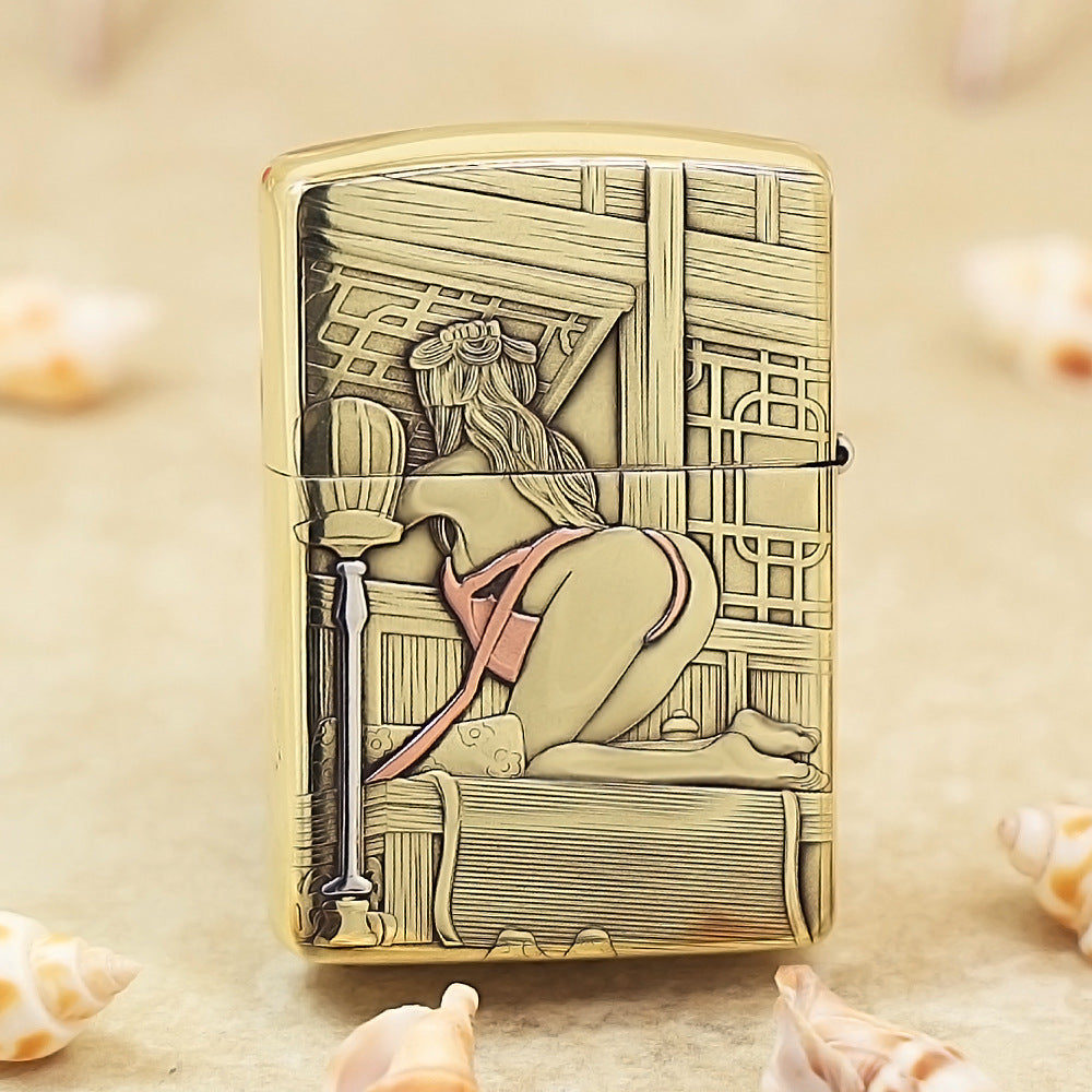 Zippo Heavy-duty Premium Shine Bronze 'Cheongsam Peony' - CC27