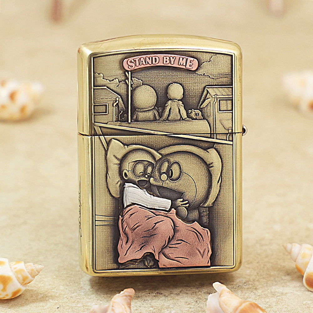 Zippo Heavy-duty Premium Shine Bronze 'Doraemon & Nobita' - CC26