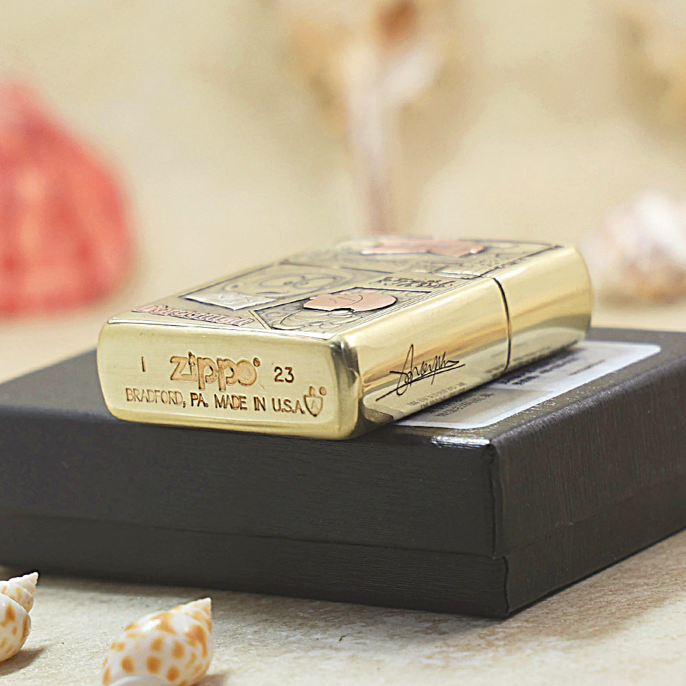 Zippo Heavy-duty Premium Shine Bronze 'Doraemon & Nobita' - CC26