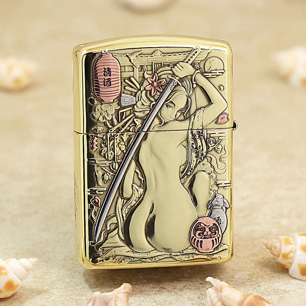 Zippo Heavy-duty Premium Shine Bronze Geisha Katana - CC62