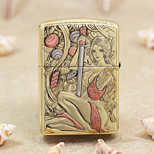 Zippo Heavy-duty Premium Shine Bronze 'Katana Ronin' - CC04
