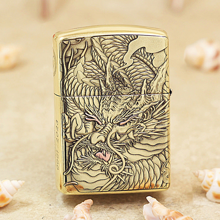 Zippo Heavy-duty Premium Shine Bronze Koi Leaps Serpent Gate - CC95