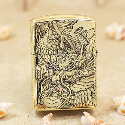Zippo Heavy-duty Premium Shine Bronze Koi Leaps Serpent Gate - CC95