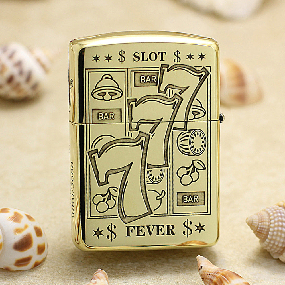 Zippo Heavy-duty Premium Shine Bronze 'Lucky 777 Slot Fever' - CC35