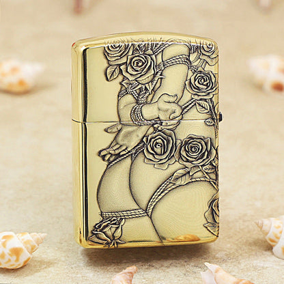 Zippo Heavy-duty Premium Shine Bronze Rose Fetters - CC84
