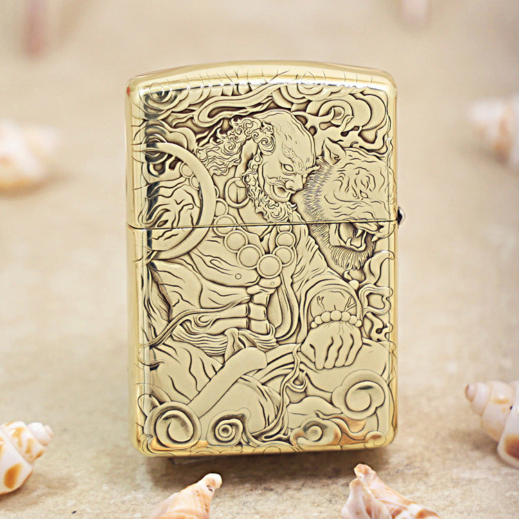 Zippo Heavy-duty Premium Shine Bronze Taming Tiger Arhat - CC71