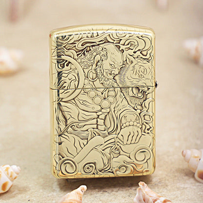 Zippo Heavy-duty Premium Shine Bronze Taming Tiger Arhat - CC71