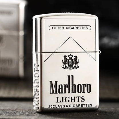 Zippo Armor Sterling Silver Marlboro Lights Lighter – Deep Carved 5-Sided Edition