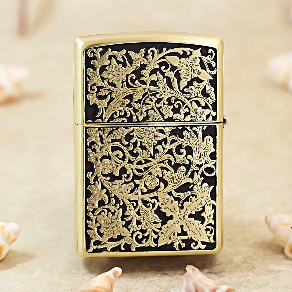 Zippo Obsidian & Gold 3d-embossed Lush Botanical and Butterfly - CS13